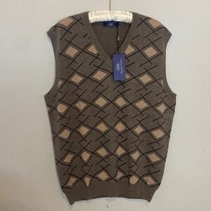 GOBI Mongolian Cashmere V Neck Argyle Vest Sweater Mens XXXL 3X